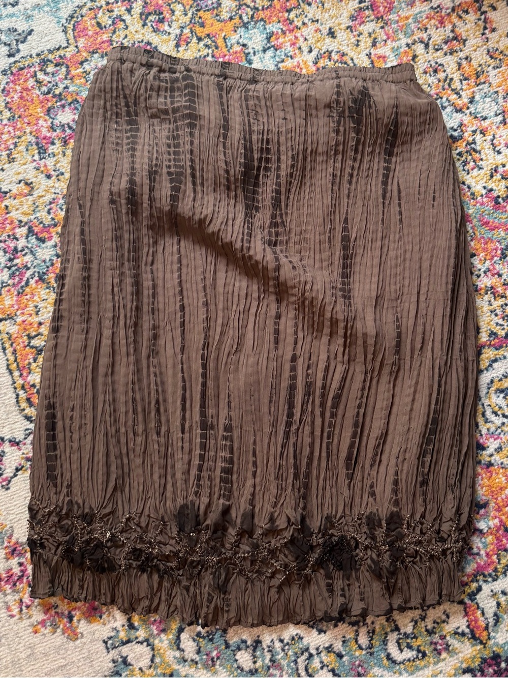 Chico’s Brown Crinkled Midi Skirt - Sz L